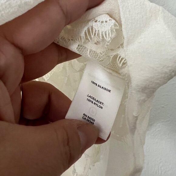 Robert Rodriguez Womens Cream Silk Chiffon Inner Lace Sleeveless Top Blouse 2 - Picture 4 of 5